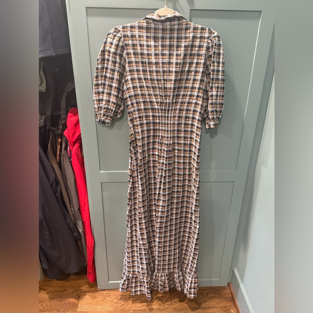 Mille Plaid Button-Down Maxi Dress in Brown & Cream - Picture 2 of 4